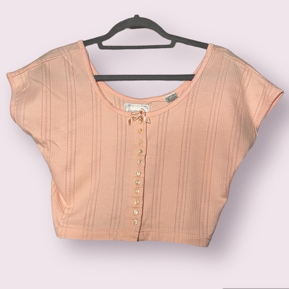 Anchor Blue Pastel Pink Crop Top Medium - Picture 1 of 7